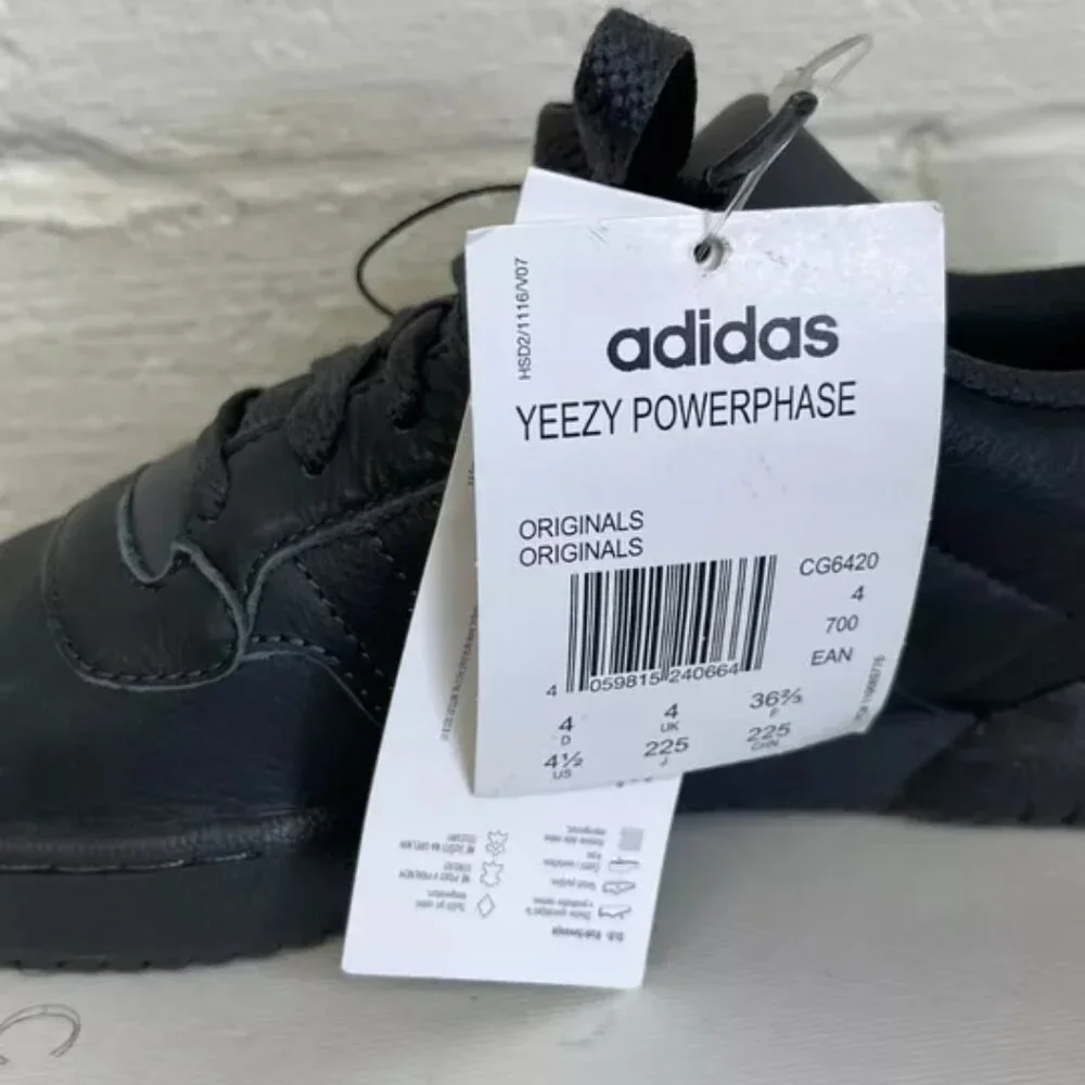 Adidas Yeezy Powerphase Calabasas Core Black Leather Sneaker Low Top Mens 4.5 US